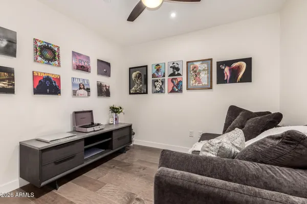 a living room with furniture and a couch