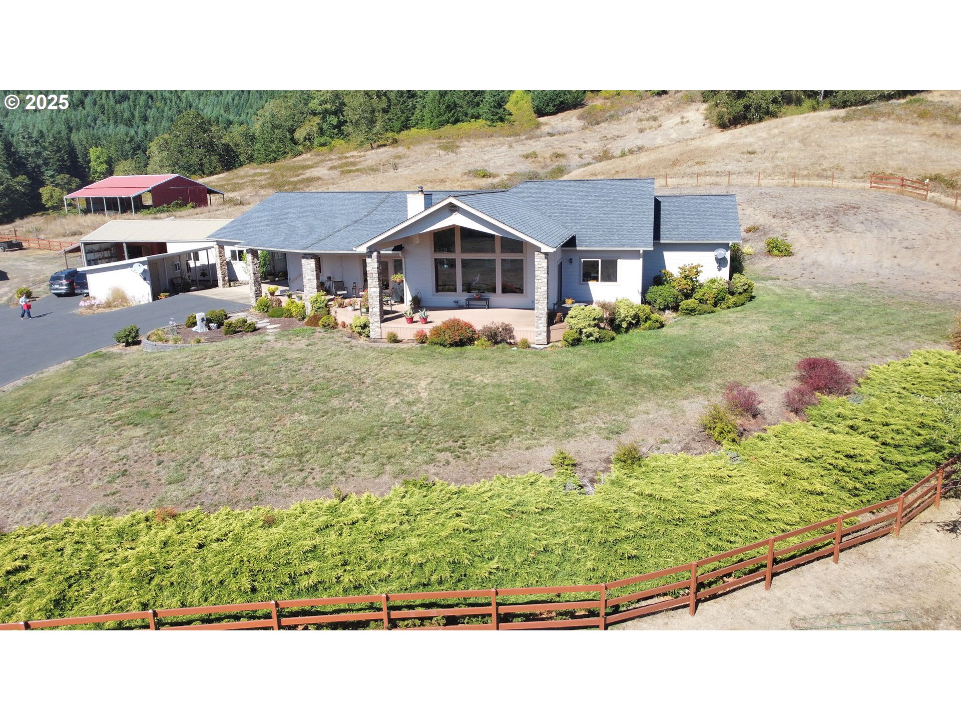485 Andrews Road Yoncalla, OR 97499 - Photo 38 of 46 a aerial view of a house with a yard