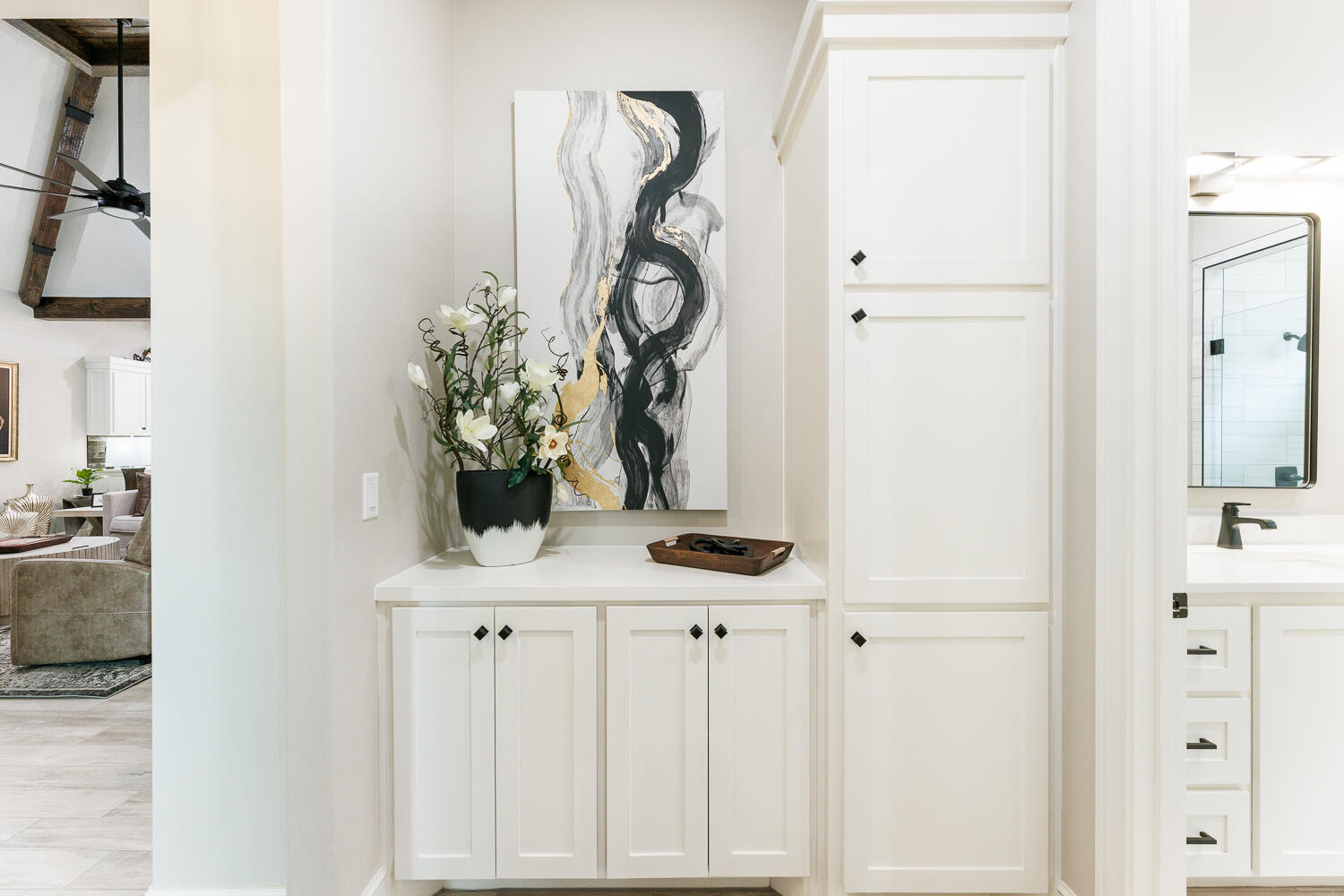 5310 112th Street Lubbock, TX 79424 - Photo 23 of 36 a bathroom with a sink a mirror and a shower