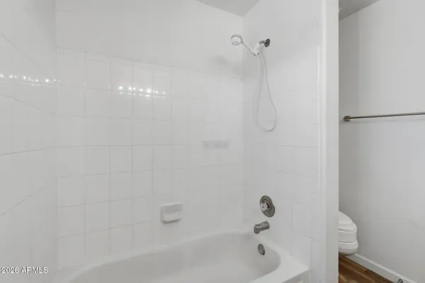 a bathroom with a bathtub
