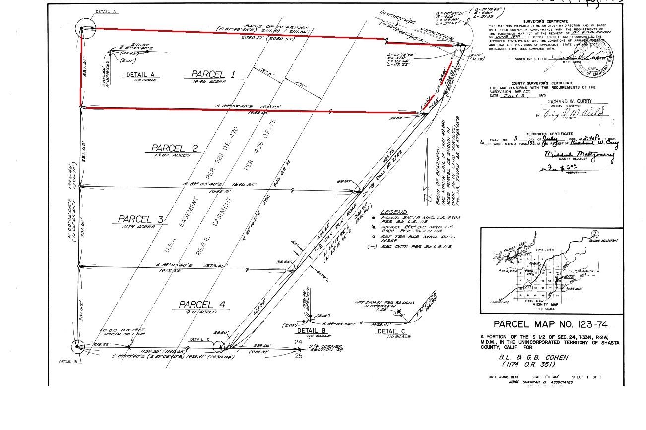 14.4-acres Oak Run Road Oak Run, CA 96069 - Photo 30 of 30 Survay map
