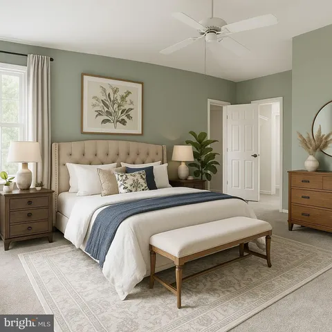 a bed room with a bed and a couch