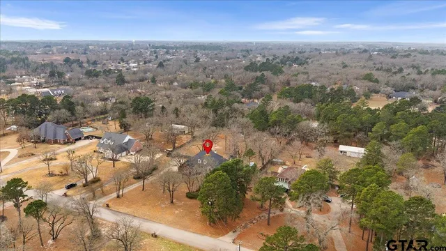 an aerial view of residential houses with city view