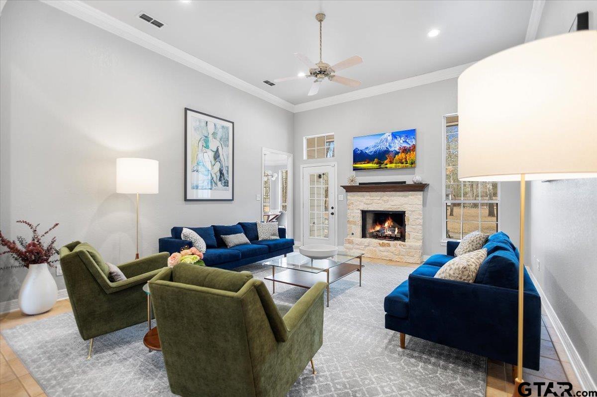 17679 Briarpatch Lindale, TX 75771 - Photo 8 of 47 a living room with furniture and a fireplace