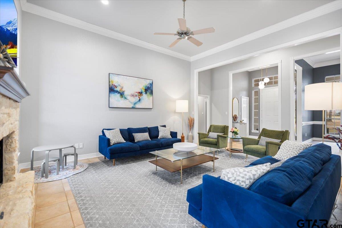 17679 Briarpatch Lindale, TX 75771 - Photo 10 of 47 a living room with furniture and a fireplace