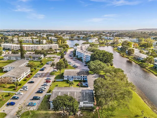 an aerial view of residential building and city