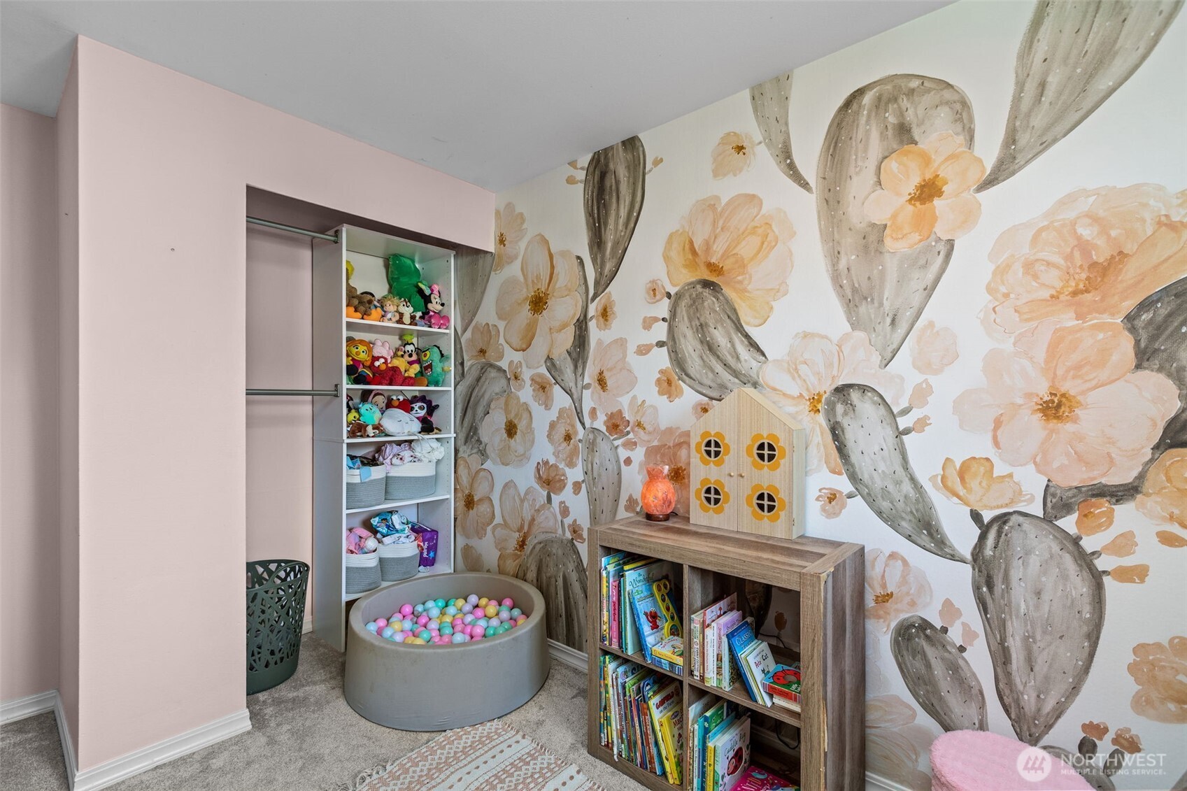20911 Ronning Road Arlington, WA 98223 - Photo 23 of 40 a bathroom with a toilet a sink and a shower curtain
