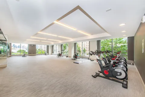 a view of a room with gym equipment