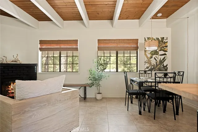 a bed room with a bed and a table