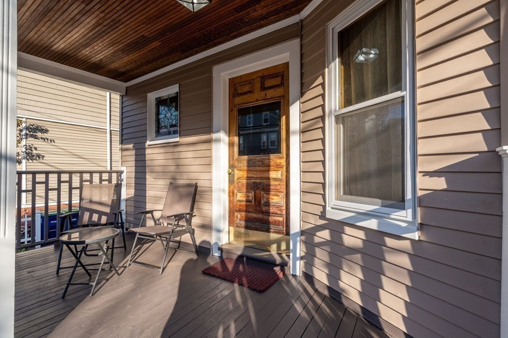 a view of balcony with chairs