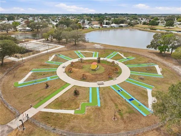 a view of a city from a pool