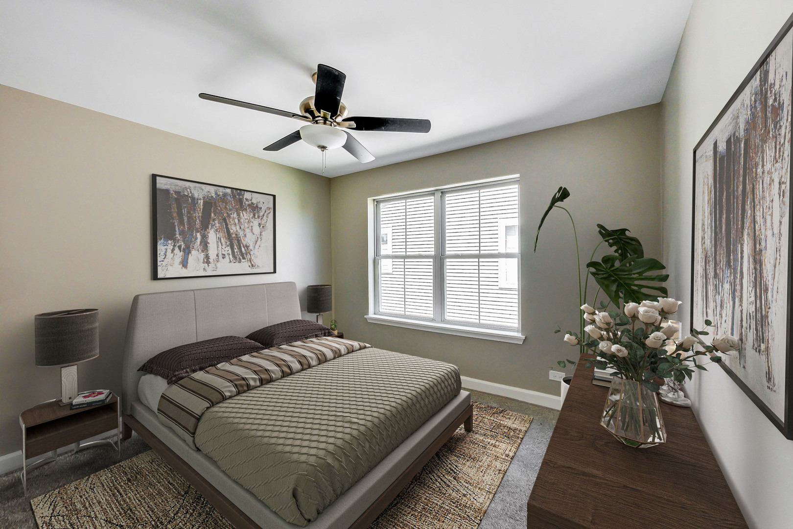 2782 Moraine Valley Road Wauconda, IL 60084 - Photo 13 of 24 a bedroom with a large bed chandelier and a window