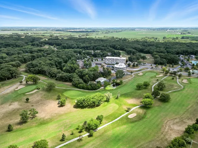a view of a lake with a houses