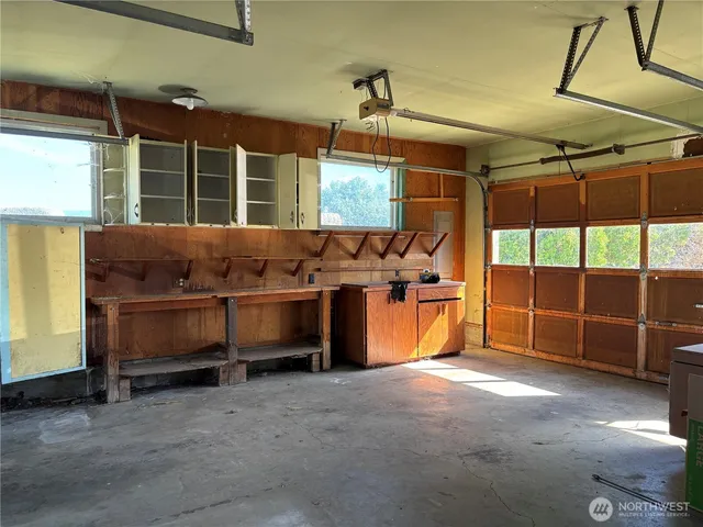 a view of a room with washing machine
