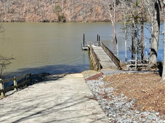 a view of a lake with a slide