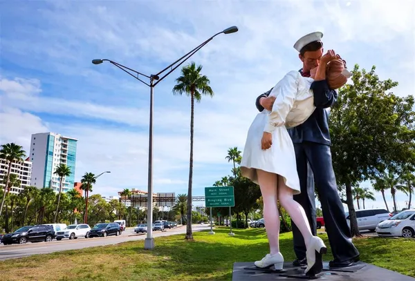 a group of people standing in a yard