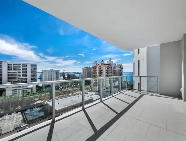 a view of roof deck with city view