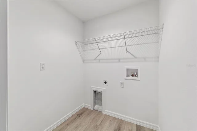 a backyard of a house with large trees and plants