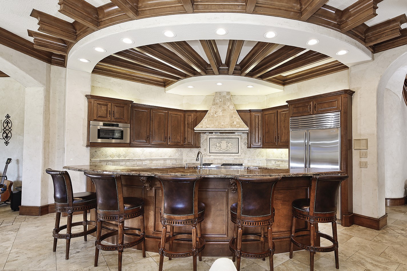134 South Tranquil Path The Woodlands, TX 77380 - Photo 20 of 49 Extraordinary ceiling treatment in kitchen.