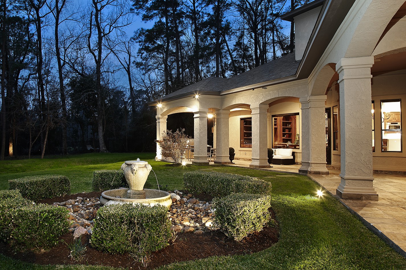 134 South Tranquil Path The Woodlands, TX 77380 - Photo 43 of 49 Fountain with sculpted landscaping.