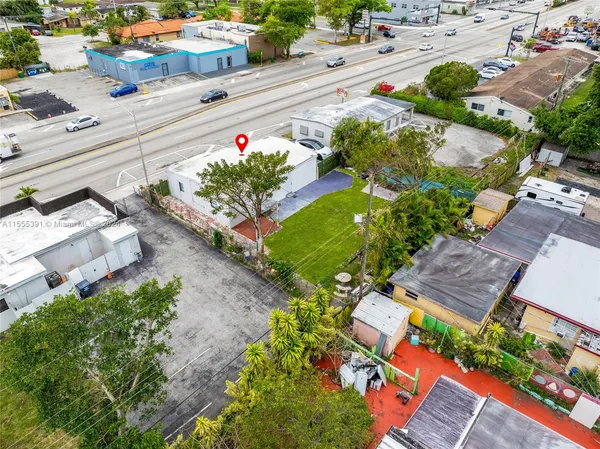 an aerial view of a house