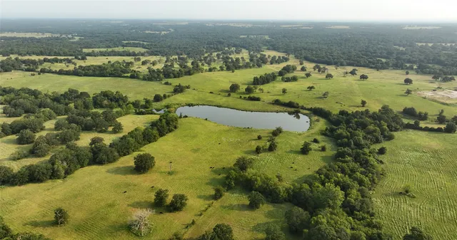 an aerial view of a houses with a lush green hillside