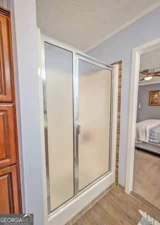 a view of a bedroom from the hallway