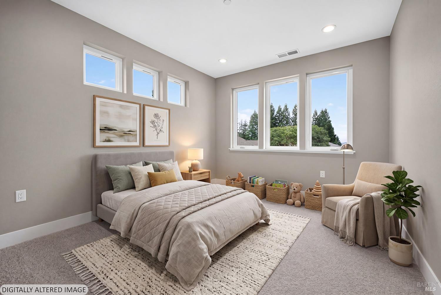 1913 Carlile Place Santa Rosa, CA 95403 - Photo 48 of 60 Here is the other upper-level secondary bedroom (virtually staged). Again, plenty of windows for an abundance of sunshine. Again, with the size of this bedroom, you can easily fit a king bed in here as well.