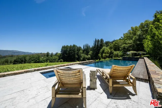 a view of a patio with table and chairs potted plants with wooden floor and fence
