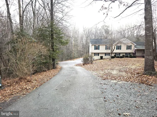 a view of swimming pool with large trees