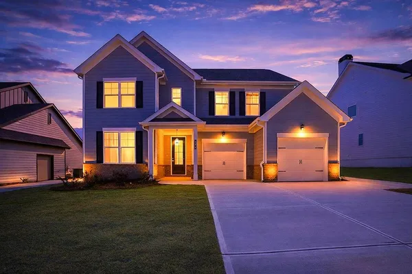 a front view of a house having yard
