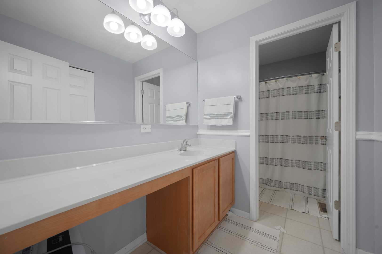 419 Riverbend Drive Genoa, IL 60135 - Photo 25 of 42 a bathroom with a sink a vanity and a large mirror