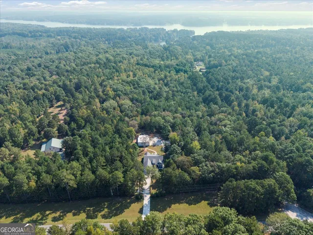 a view of a lake with a nearby beach