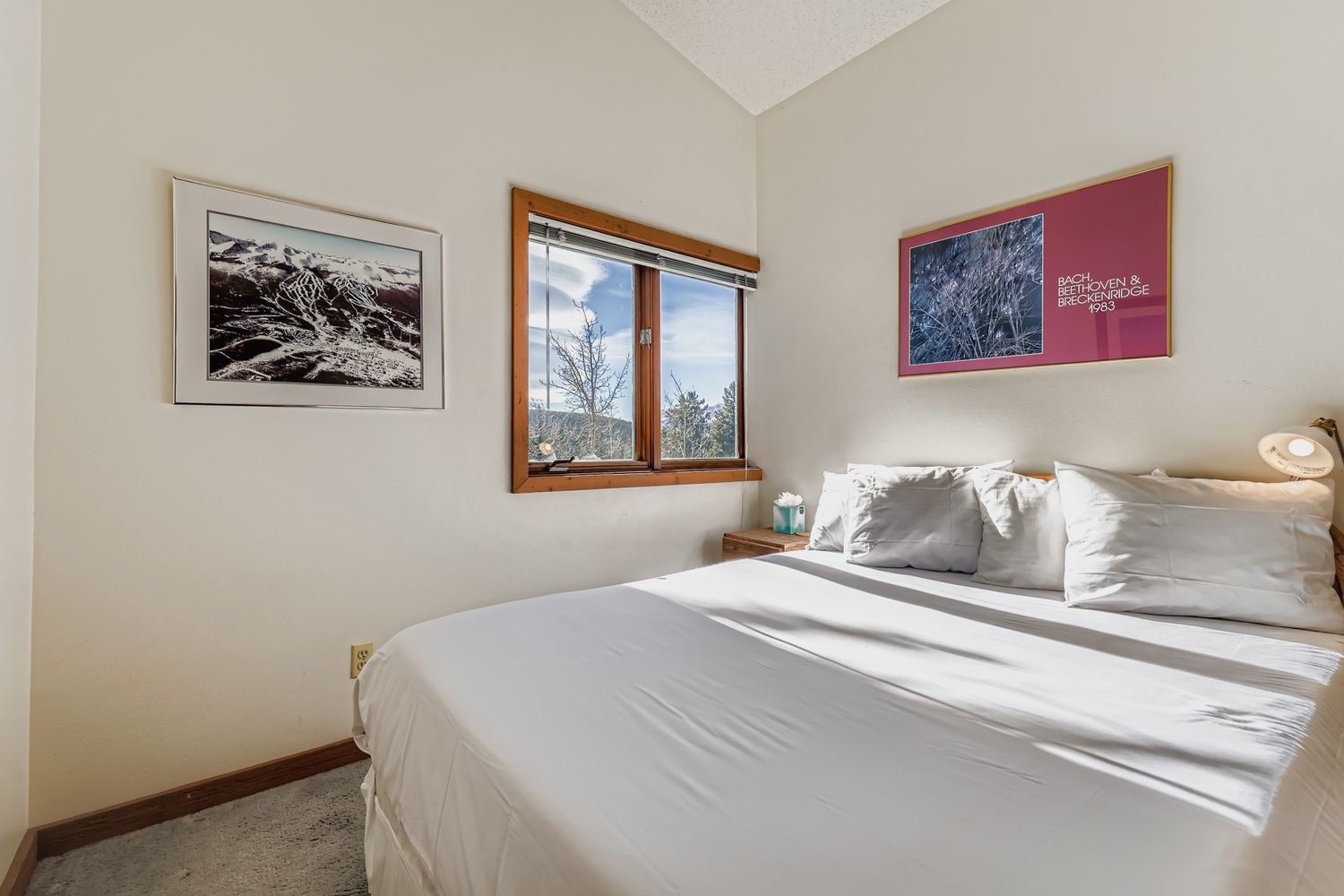 93 Fuller Placer Road, Unit F Breckenridge, CO 80424 - Photo 21 of 26 a bedroom with a bed and a painting on the wall