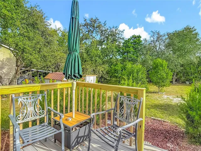 a view of a backyard with plants and lake view