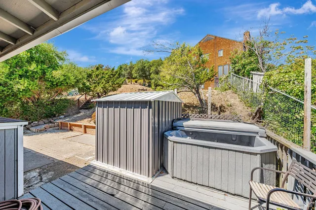 a view of a terrace with sky view