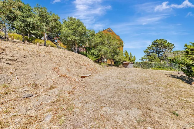 a view of a backyard of the house