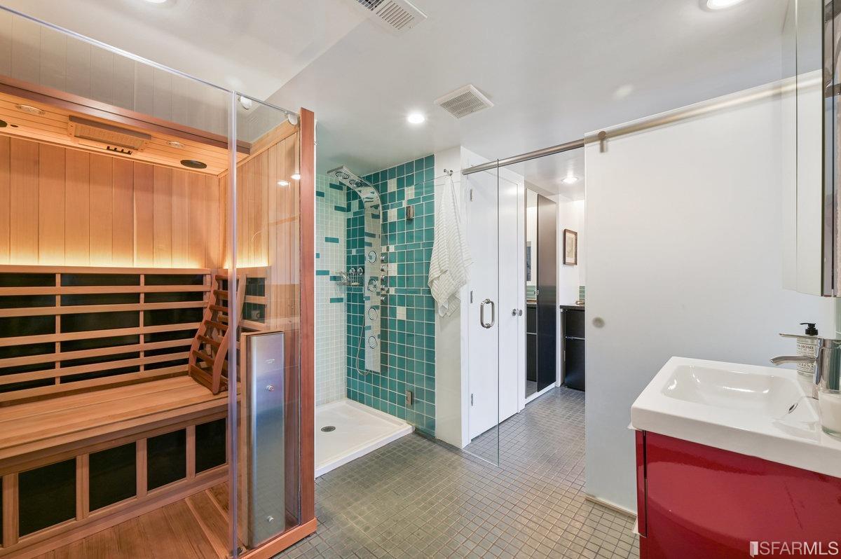 256 Columbia Avenue Kensington, CA 94708 - Photo 33 of 37 a bathroom with a shower and a sink