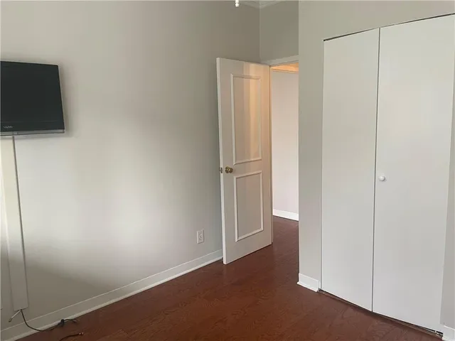 a view of a room with a window