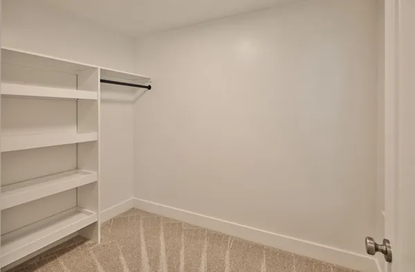 a view of an empty walk in closet