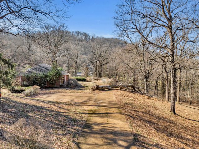 a view of yard covered with snow in back
