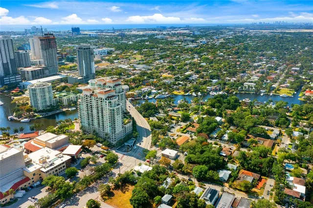a view of a city with tall buildings