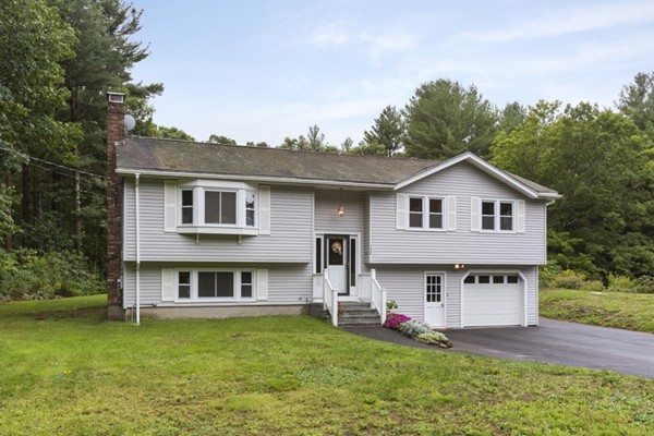 a view of a house with a big yard plants and large trees