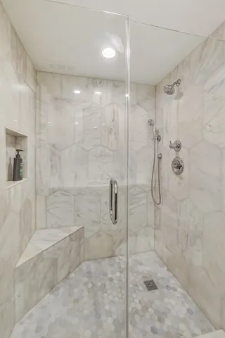 a bathroom with a shower