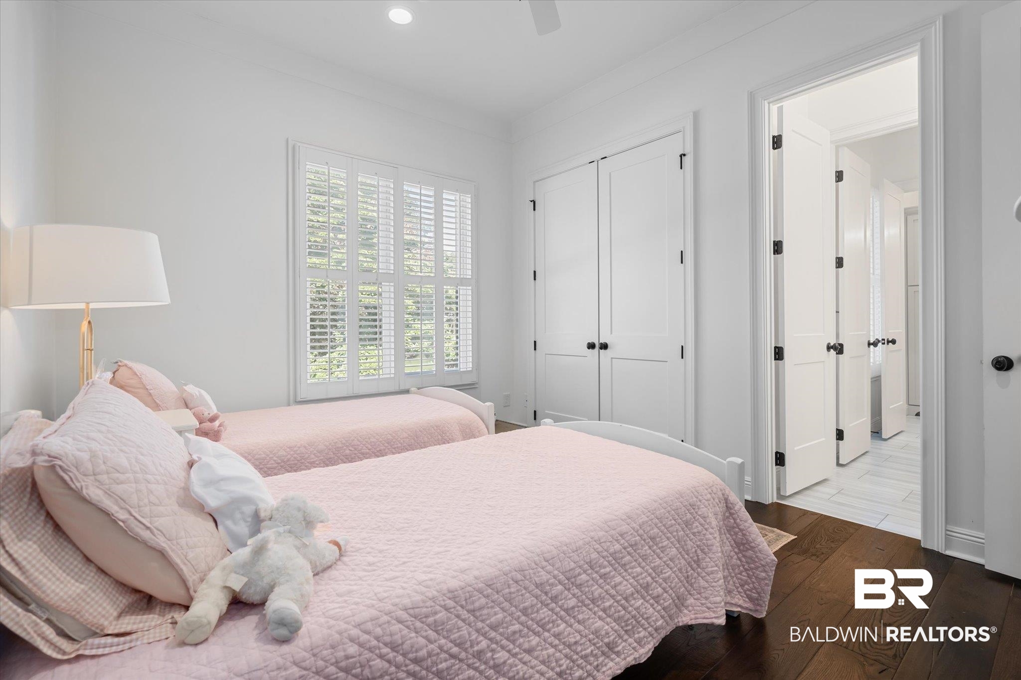 3713 Old Shell Road Mobile, AL 36608 - Photo 25 of 52 Bedroom with a closet, hardwood / wood-style flooring, ceiling fan, and ornamental molding