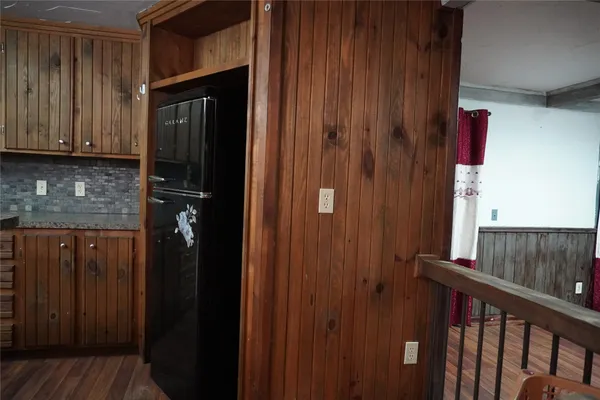 a view of wooden door