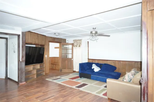 a living room with a couch and a coffee table