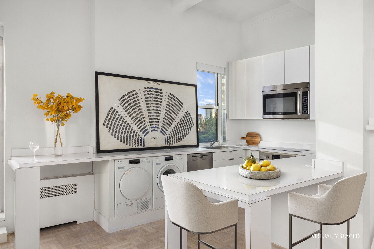 400 East 52nd Street, Unit PHTOWER Manhattan, NY 10022 - Photo 10 of 23 a dining room with furniture and a window