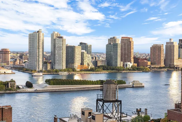 a city view with tall buildings