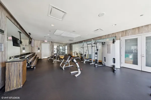 a view of a room with gym equipment